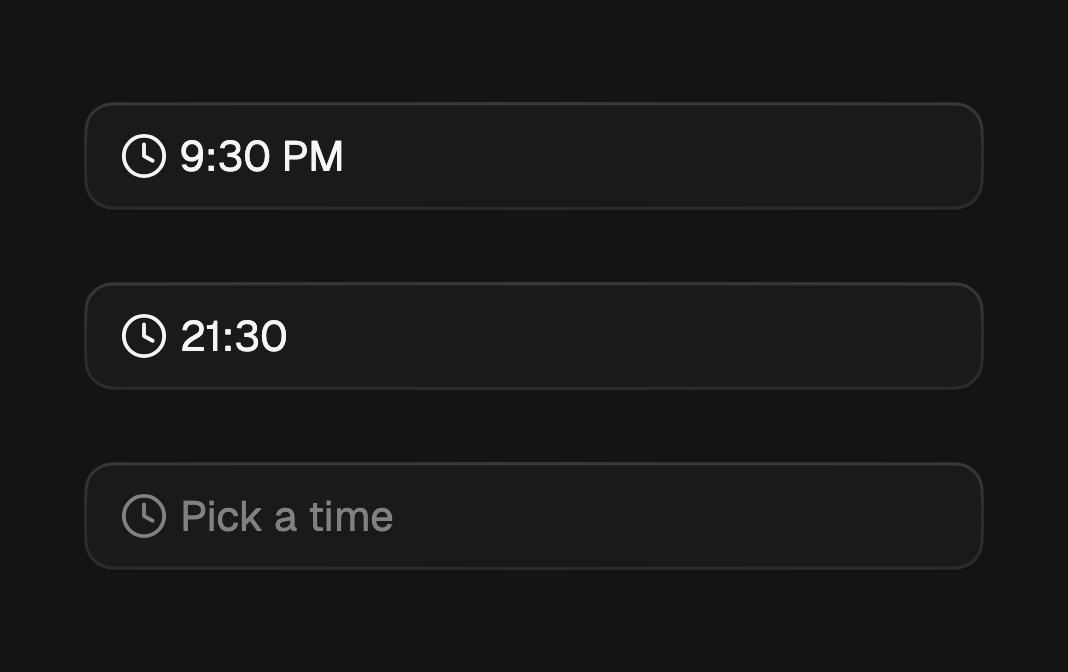Time picker hour formats