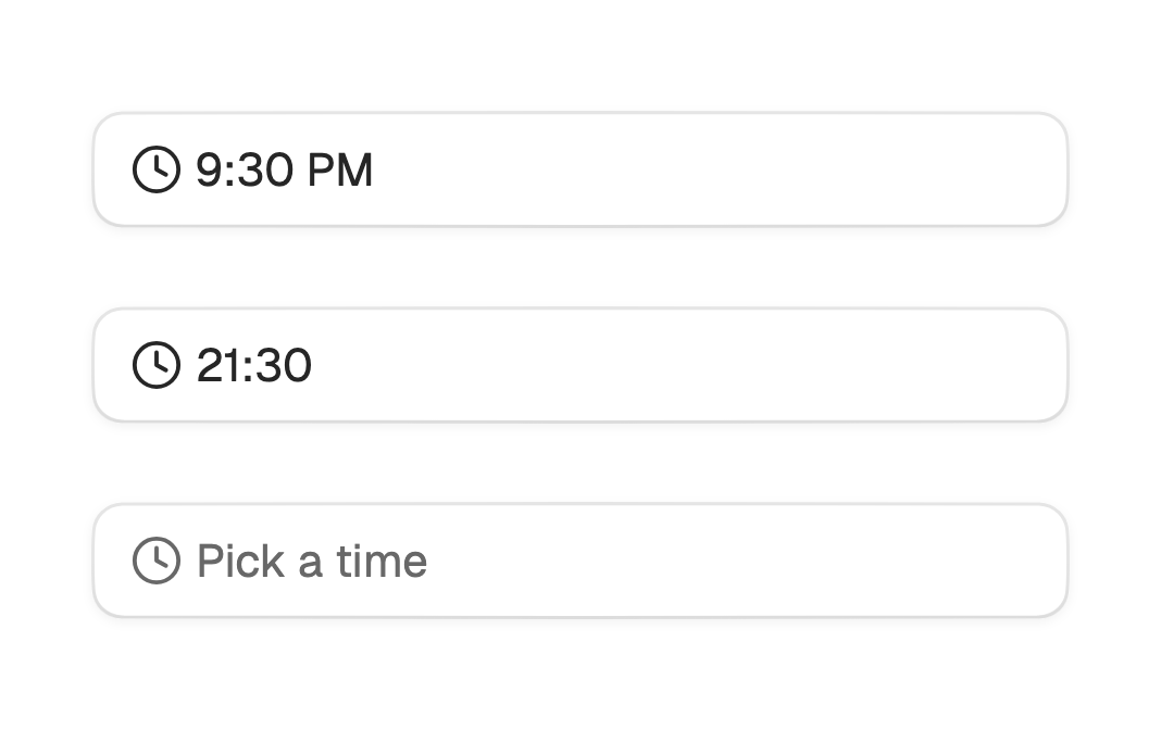 Time picker hour formats