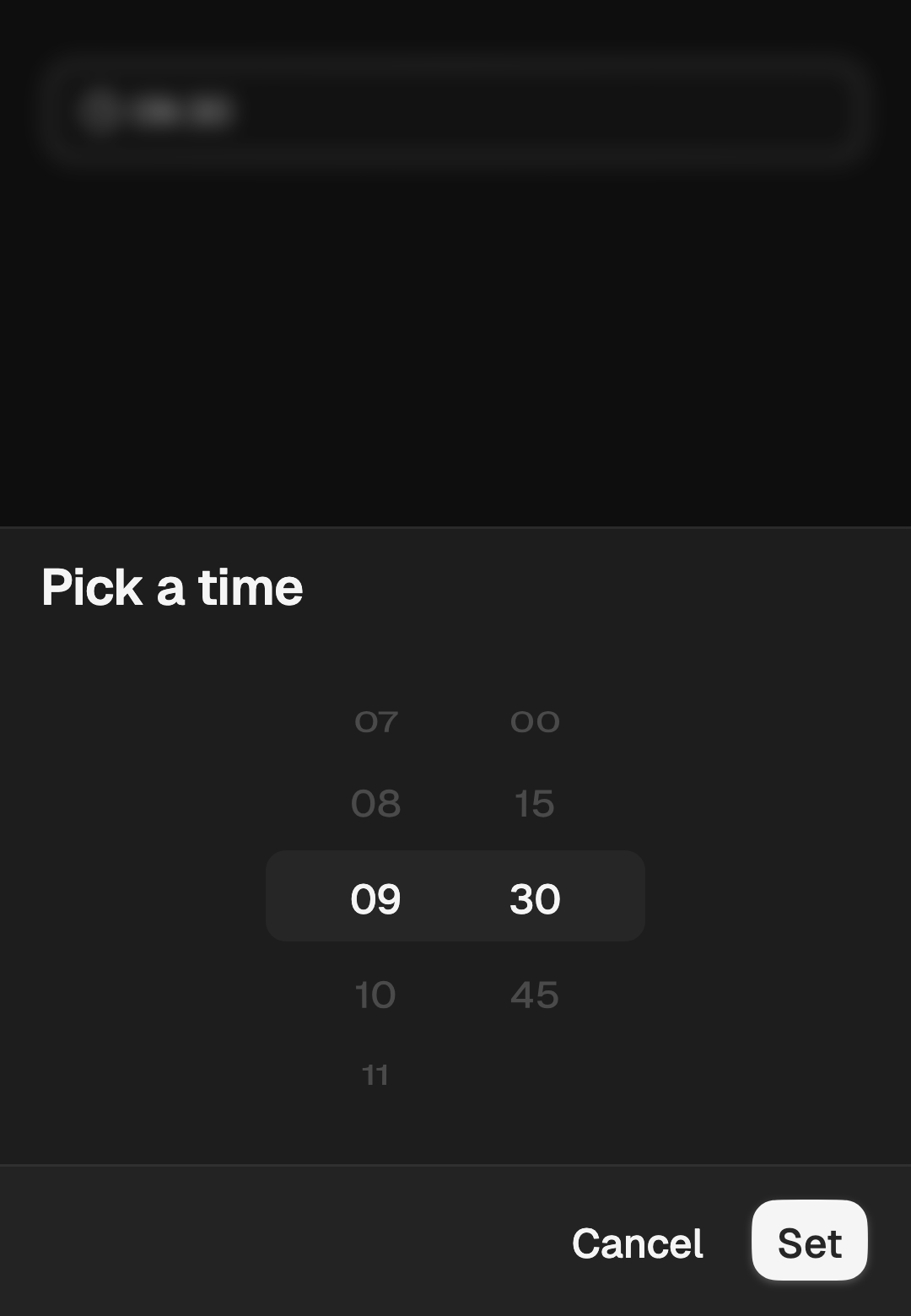 Time picker with a coarse minute step