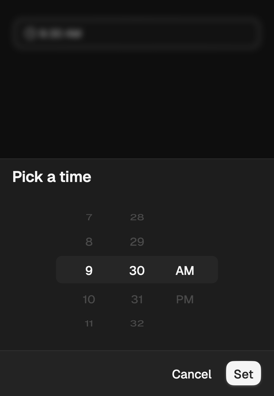 Time picker wheels